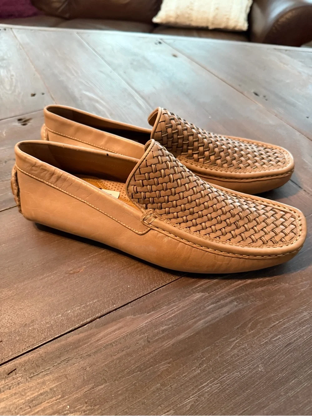 NEW Donald J. Pliner Damiano braided loafers leather saddle tan size 10 slip on